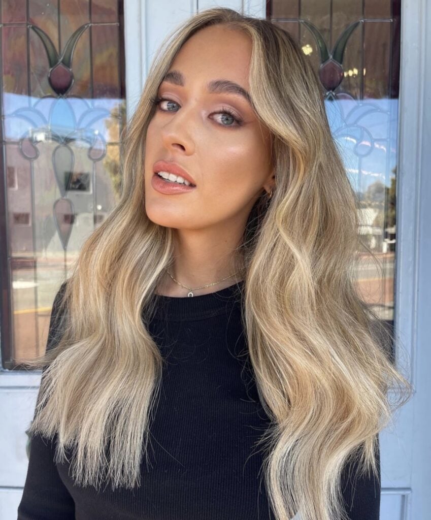 Micro link bead hair extensions adding length to long blonde hair, Circles of Hair Perth