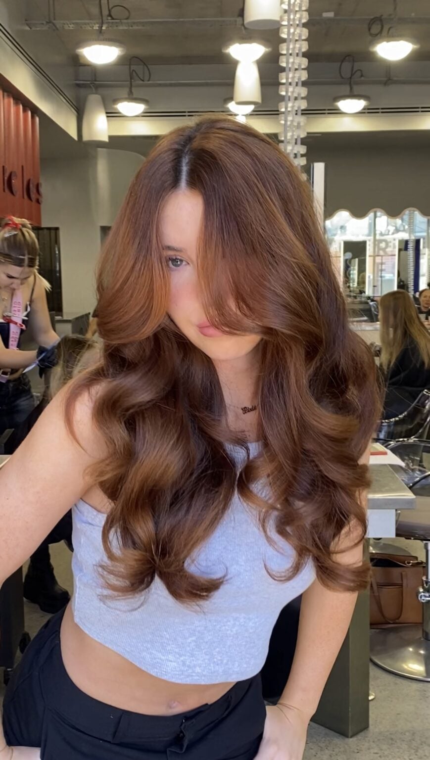 Rich copper red colour correction result on long hair, Circles of Hair Perth