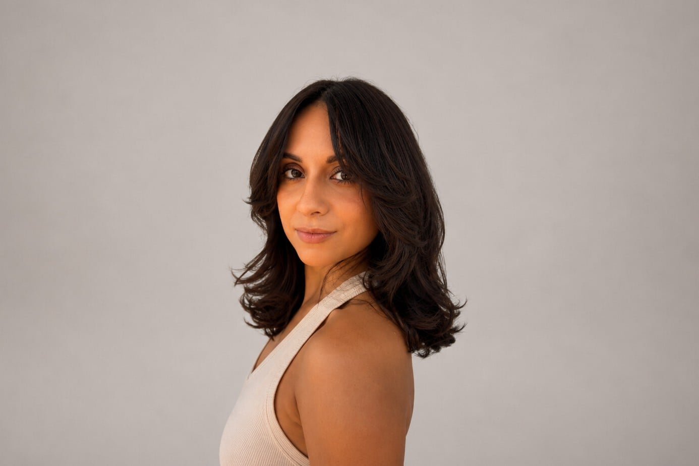 Medium length haircut with soft layers and a smooth blow dry finish, Circles of Hair Perth