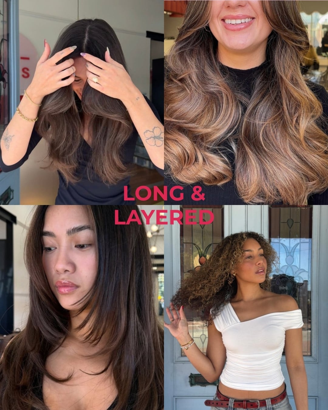 Long layered haircuts with face-framing layers by Circles of Hair in Perth