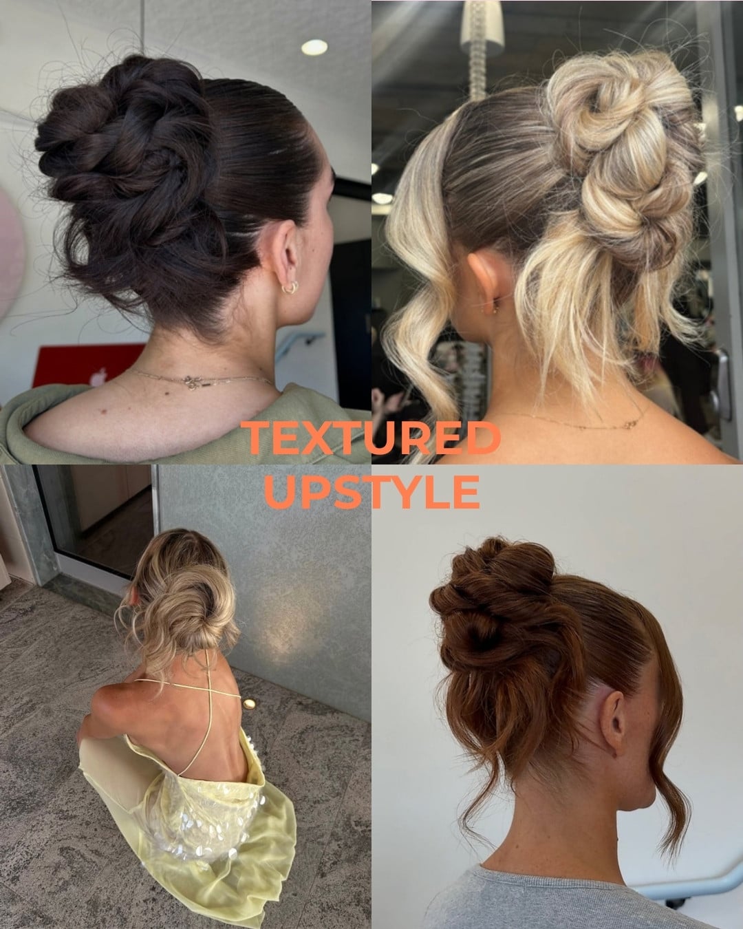 Four textured, twisted upstyles by Circles of Hair stylists in Perth